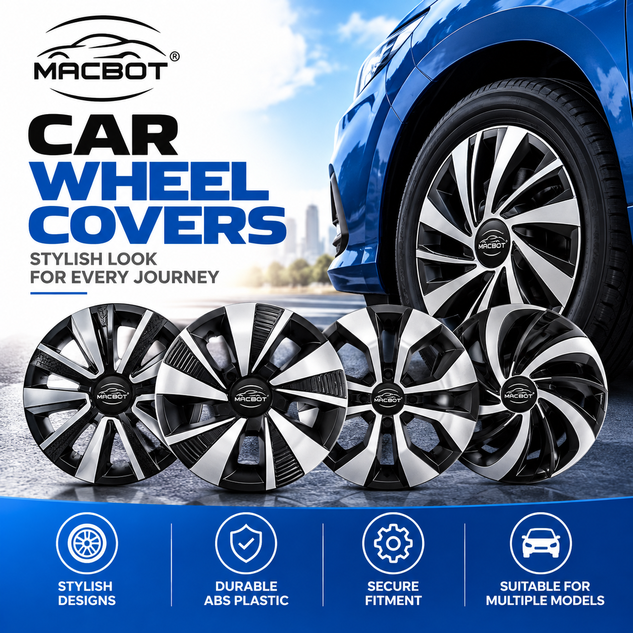 Macbot car wheel covers for stylish and secure wheel fitment